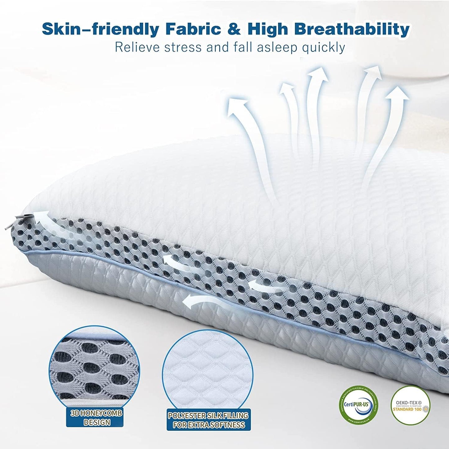 Mastery Mart Adjustable Firm Memory Foam Pillow, Cooling Gel – Queen Size (25 x 16)
