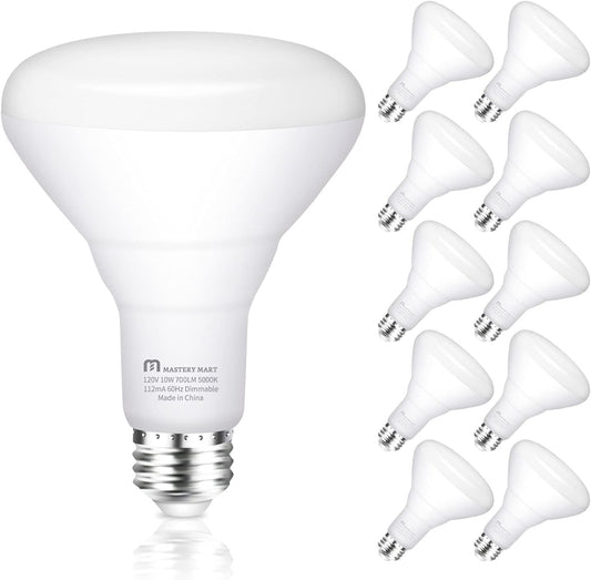 Mastery Mart Canada - 10 Pacs of BR30 LED Bulb, 10W Dimmable, 65 Watt Equivalent 700 Lumen, E26 Base, UL and Energy Star