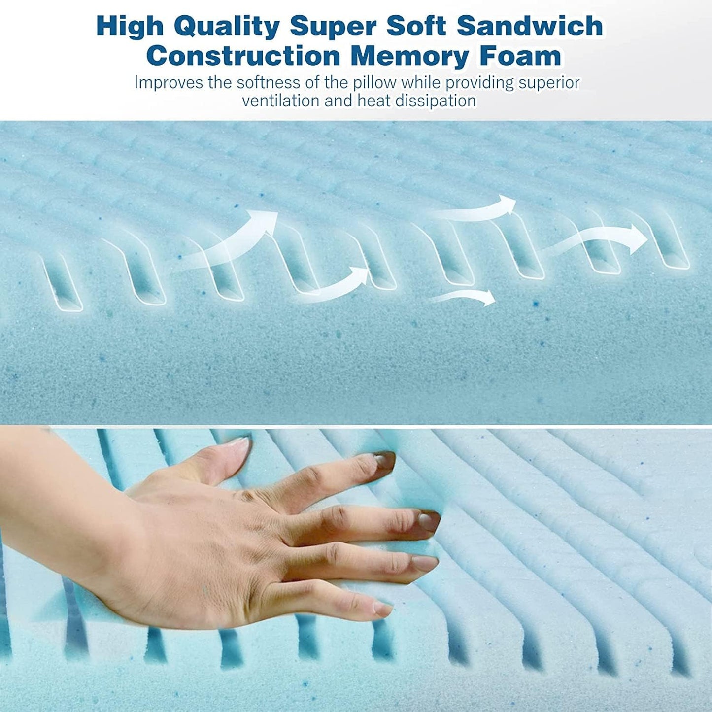 Mastery Mart Adjustable Firm Memory Foam Pillow, Cooling Gel – Queen Size (25 x 16)