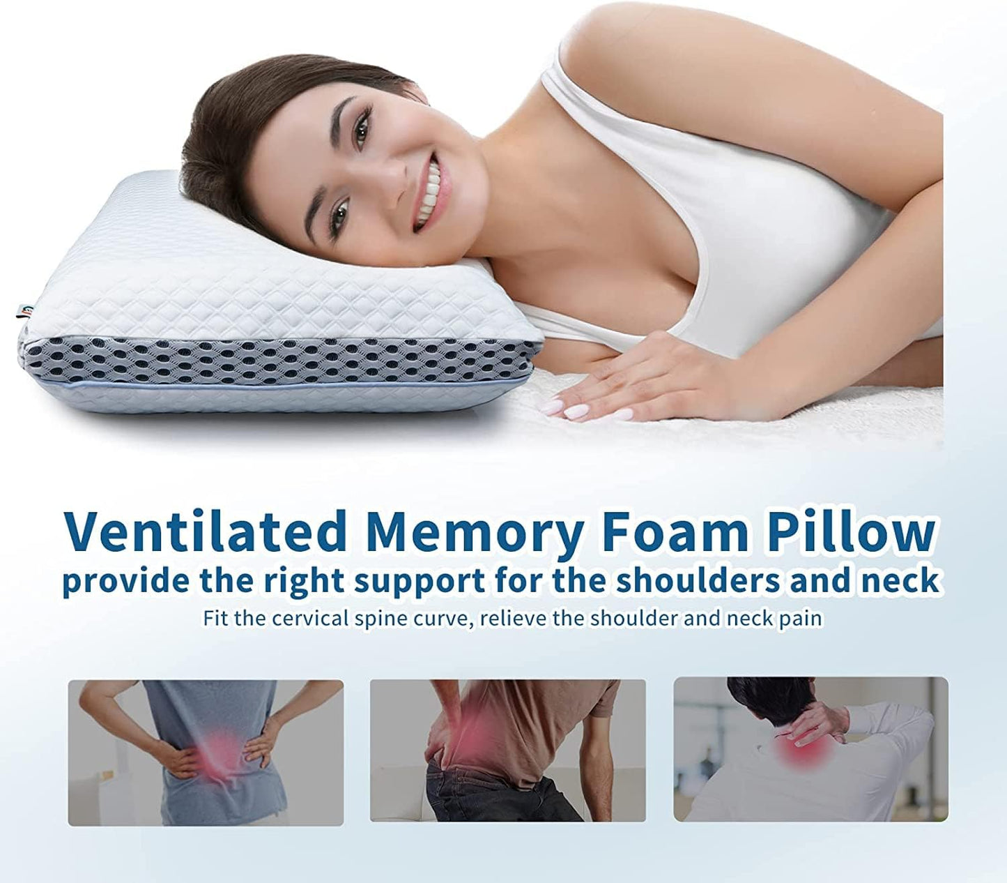 Mastery Mart Adjustable Firm Memory Foam Pillow, Cooling Gel – Queen Size (25 x 16)