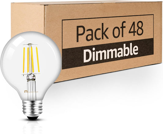 Mastery Mart Canada - 48 Pcs of G25 LED Bulb, Dimmable, 5000K Daylight White, 5.5W, E26 Socket Base, Vintage Style, UL listed, Energy Star Certificated