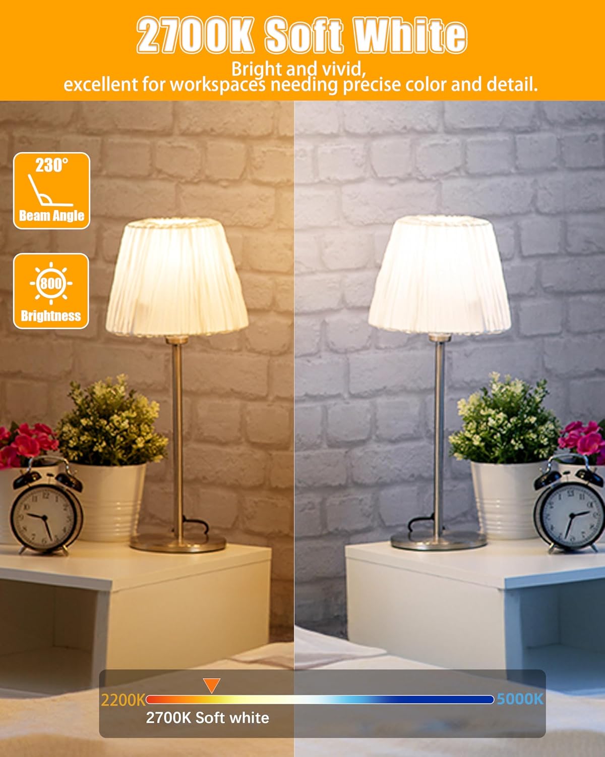 Mastery Mart A19 LED Light Bulbs 60W Equivalent, 9.5W Dimmable, Flicker-Free, 800 Lumens, 2700K Soft White, E26 Base, 15000 Hours, Energy Saving, Bright for Home, Bedroom, Living Room, 10 Pack