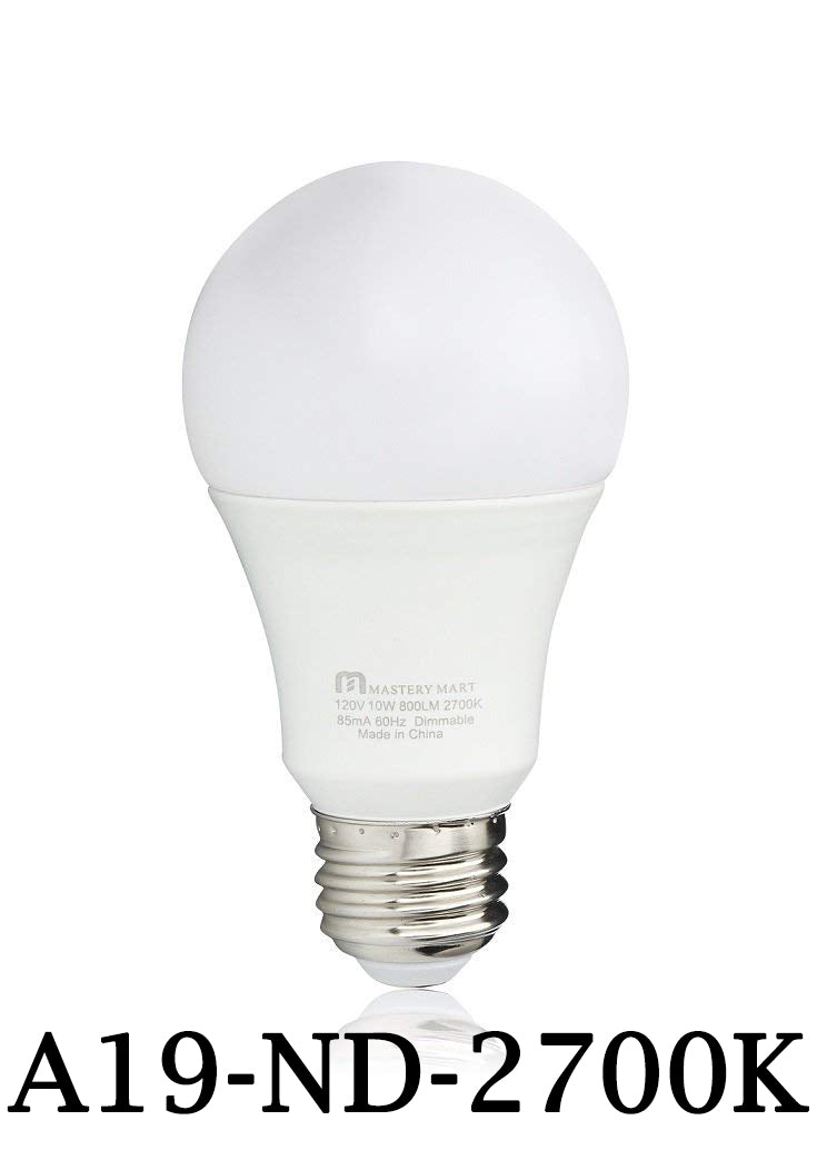 Mastery Mart A19 LED Bulbs 60 Watt Equivalent, 9W Non-Dimmable, Flicker-Free, 800 Lumens, Daylight White 5000K, E26 Base, 10000 Hours, Energy Saving Certificated, Bedroom, 12 Pack